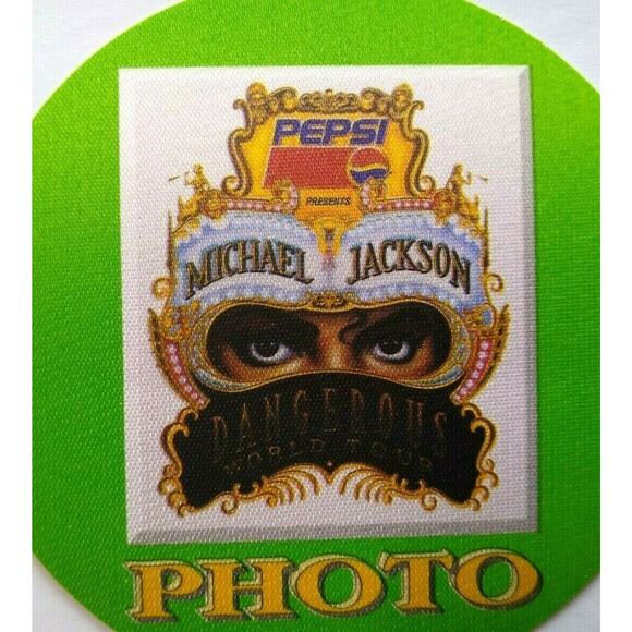 Michael Jackson Dangerous Backstage Pass Original Green Photo King Of Pop Rock - Picture 1 of 4